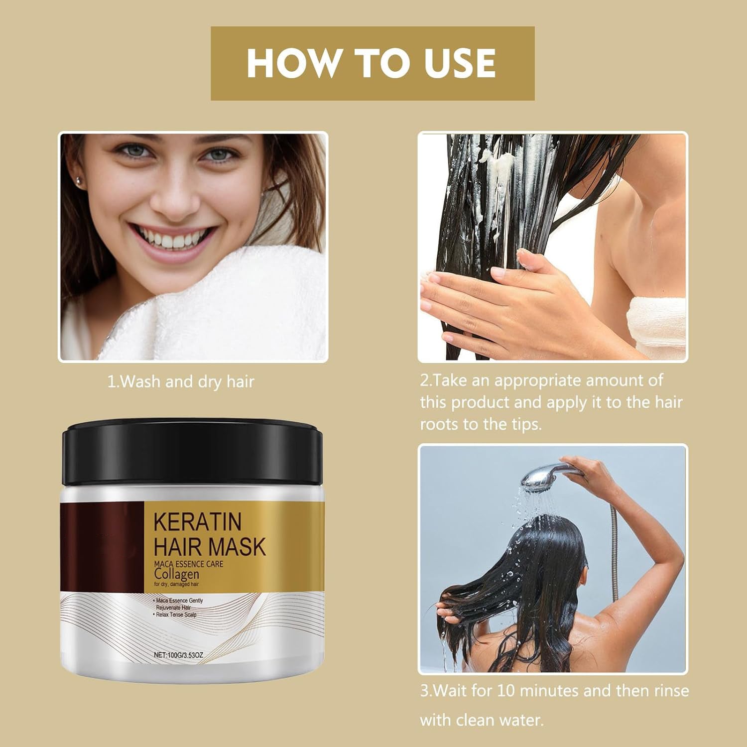 Collagen Hair Mask for Damaged Hair - Deep Repair Conditioning Argan Oil Treatment for Curly or Straight Thin Fine Hair 100ml