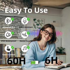 2-in-1 Smart Glasses for Women, Bluetooth Glasses for Women/Men with Speaker, Unisex Sunglasses, Blue Light Blocking & Polarized Lenses, Hands-Free Calls, UV400 Protection for Driving/Outdoor