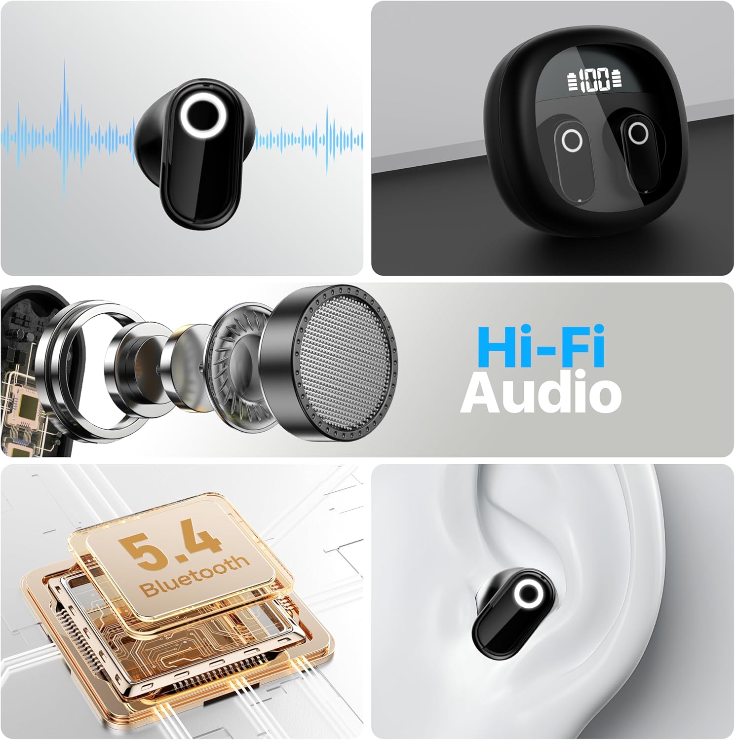 AI Language Translator Earbuds, OWS Real-Time 3-in-1 Translation Earbuds 144 Languages & Accents, Translation Device for Travel Business Learning,Black