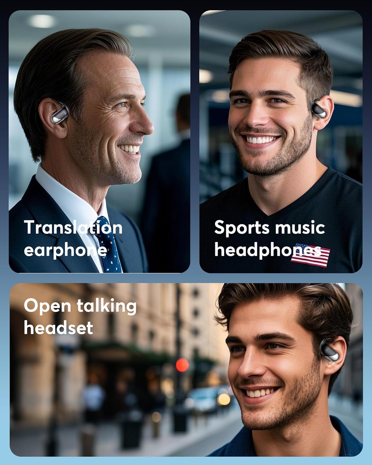 AI Translator Earbuds Real-Time 144 Languages & Accents, 3-in-1 Open Ear Wireless Bluetooth Earbuds with Charging Case, Spanish/English Audífonos Traductores, iOS & Android Compatible