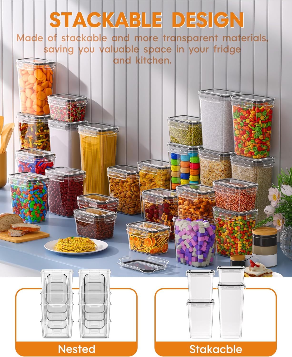 24 PCS Best Airtight Food Storage Containers for pantry