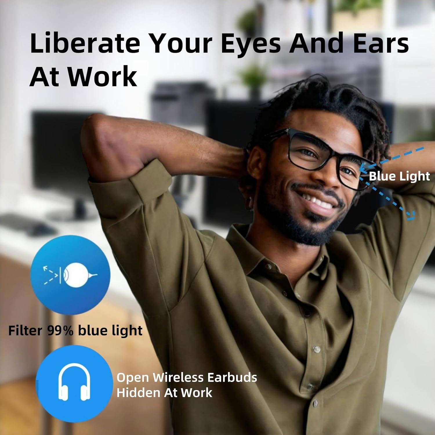 2-in-1 Smart Glasses for Women, Bluetooth Glasses for Women/Men with Speaker, Unisex Sunglasses, Blue Light Blocking & Polarized Lenses, Hands-Free Calls, UV400 Protection for Driving/Outdoor