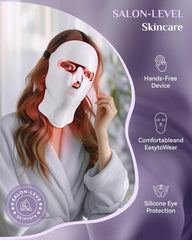 Red Light Therapy Mask for Face & Neck, LED Face Light Therapy,USB C Rechargeable,Infrared Mask for Home Working Travel Yoga