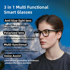 2-in-1 Smart Glasses for Women, Bluetooth Glasses for Women/Men with Speaker, Unisex Sunglasses, Blue Light Blocking & Polarized Lenses, Hands-Free Calls, UV400 Protection for Driving/Outdoor