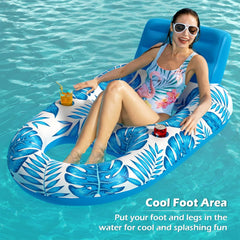 Inflatable Pool Float Adult - Pool Floaties Lounger Floats Raft Floating Chair Water Floaties for Swimming Pool Lake Lounge Float with Cup Holders Beach Pool Party Toys for Adults