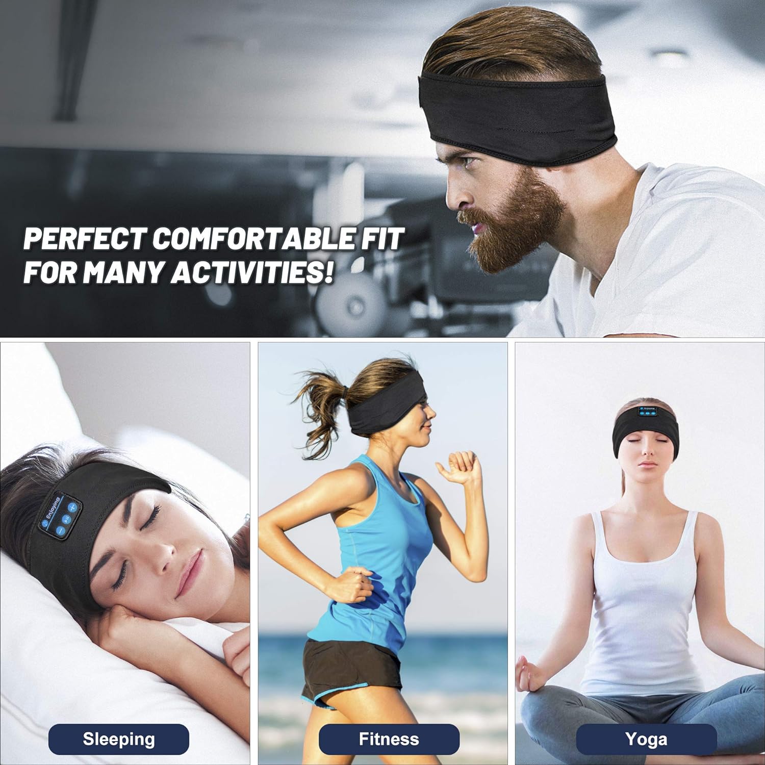 Sleep Headphones Wireless, Bluetooth Sports Headband Headphones with Ultra-Thin HD Stereo Speakers, unisex, Perfect for Sleeping, Workout, Jogging, Yoga, Insomnia, Air Travel, Meditation