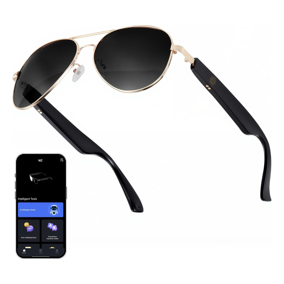 Smart Glasses with Ai translator,Translation Glasses for Women Men Bluetooth with Chat GPT 164 Language sunglasses Lens Clear Headphone with Speaker forTravel Meeting Trade Businesss (Black)